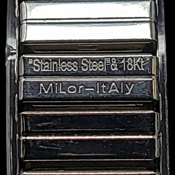 MILOR-ITLAY STRETCH FLEX BRACELET "STAINLESS STEEL"& 18Kt GOLD CENTER PO… - Picture 3 of 10